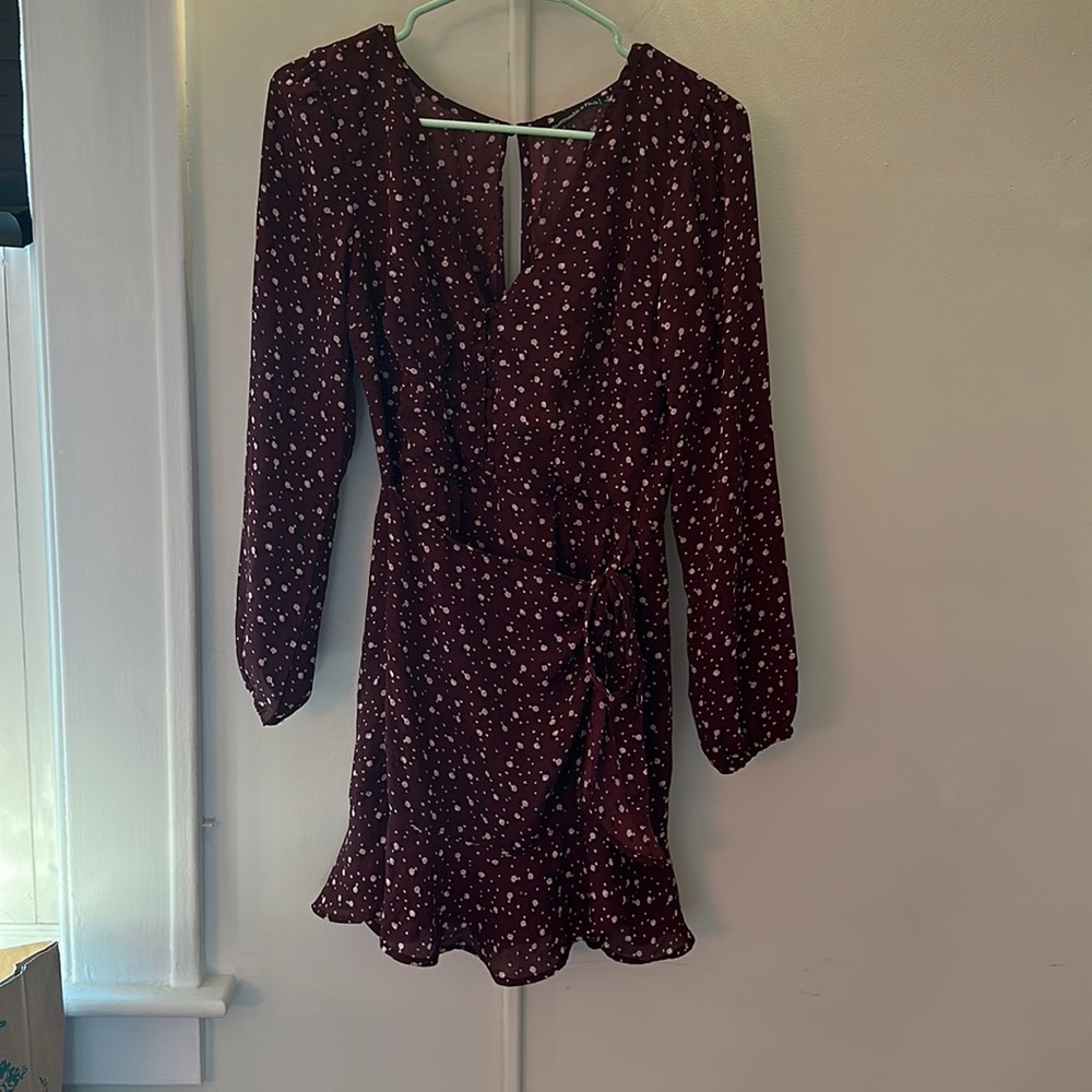 red flow dress